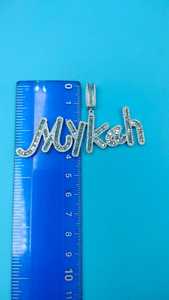 Pendentif personnalisé avec nom en lettres serties de diamants, coupe baguette, en moissanite, style hip-hop - Product Image 6