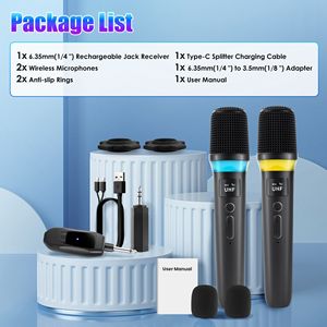 Micrófono Inalámbrico Cardioide de Alta Fidelidad de 2.4GHz con Alcance de 164 Pies, Luces LED y Cancelación de Ruido para Bodas, Clubes, Gimnasios - Plug and Play - Product Image 1