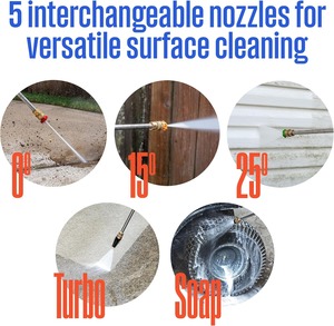 Nettoyeur haute pression électrique, débit maximal en GPM avec technologie anti-basculement, réservoir de savon intégré, lance en acier de style professionnel, ensemble de 5 buses - Product Image 5