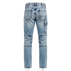Jean en denim délavé personnalisé pour homme, coupe droite, taille mi-haute, en coton élasthanne, décontracté, séchage rapide, écologique BD - Product Image 2