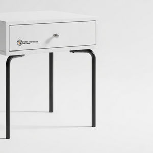 Taburete Moderno Industrial de Madera Blanca con Cajón, Patas de Metal Negro, Taburete Minimalista con Almacenamiento para Apartamento, Escuela, Dormitorio, Sala de Estar - Product Image 4