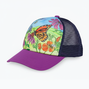 Unisex Floral Sublimation Print Baseball Cap Breathable Mesh Back <b>Purple</b> Brim Casual <b>Hat</b> for Adults Spring Summer 56-58cm - Product Image 3