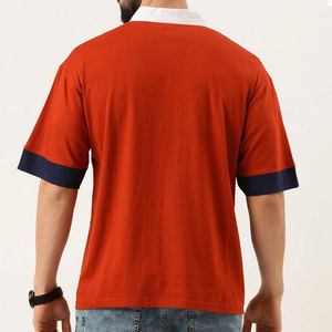 Chemise Oxford unie pour homme, en coton, style urbain, manches courtes, respirante, design décontracté, logo imprimé sur le devant, rouge, marine, blanc - Product Image 2