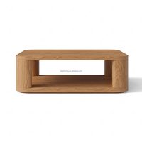 Table basse carrée en bois de luxe Sageliving, pieds épais arrondis, style moderne minimaliste, table de salon