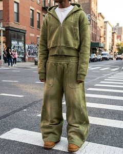 Conjunto de Sudadera con Capucha y Pantalones Deportivos Vintage para Hombre, Personalizado, de Algodón Grueso, Lavado al Ácido, Estilo Urbano - Product Image 5