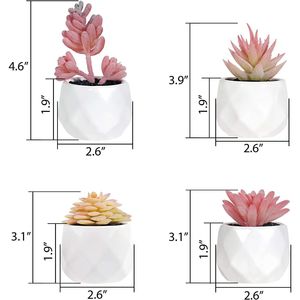 Succulente Artificiali Rosa in Vasi di Ceramica, Piccolo Arrangiamento di Piante Finte per Decorazione Casa o Ufficio, Decorazione Scrivania per Donne - Product Image 5