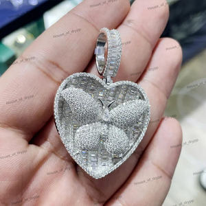 Colgante de Diamante Moissanite en Forma de Corazón en Plata de Ley 925, Estilo Hip Hop de Lujo para Hombre y Mujer - Product Image 2