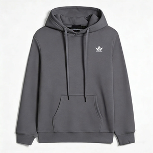 Men's Black Hooded Zip-Up Sweatshirt <b>Fleece</b> <b>Lined</b> Solid Casual Winter <b>Jacket</b> Regular Fit With Front Pockets - Product Image 2