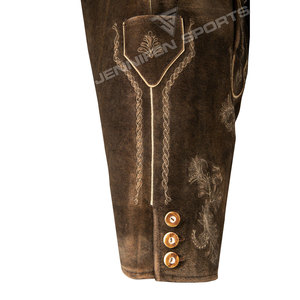 Lederhosen courts en cuir de vachette suédé pour homme, costume d'Oktoberfest, pantalon bavarois, tenue de performance pour fête - Product Image 4