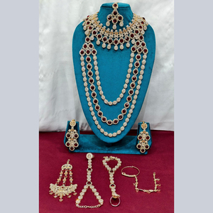 JeweleMarket Ethnic Gold Plated Austrian Crystal <b>Bridal</b> Jewelry <b>Set</b> with <b>Necklace</b> & <b>Earrings</b> for Women - Product Image 2
