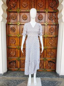 Vestido Maxi Floral Bohemio Casual Personalizado para Mujer, Manga Corta, Holgado, Liso, Teñido, Verano, Playa, Formal, Tallas Grandes, con Cordones, ODM - Product Image 2