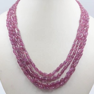 Collar de Rubí de Calidad AAA, Forma Ovalada, Facetado, 5x7 mm, 16-18 Pulgadas, Hecho a Mano, con Orificio Central, Tienda de Gemas Indias - Product Image 1