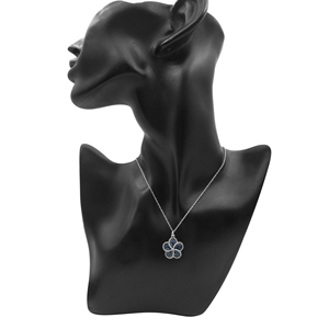 JEWELSPAARK Collar con Colgante de Diamante Natural Blanco y Azul en Forma de Corazón de 0.81 Cttw para Mujer, Chapado en Rodio, Plata de Ley 925 - Product Image 4