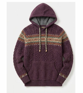 Sweat-shirt à capuche tricoté personnalisé unisexe en molleton de coton épais avec poche, épaules tombantes, coupe classique, pull-over, vente en gros pour l'hiver - Product Image 5