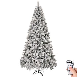 8 FT Pre-Lit Snow Flocked Christmas <b>Tree</b> Artificial Hinged Pine <b>Tree</b> with 1300 Branch Tips and 500 <b>Lights</b> Remote Control - Product Image 5