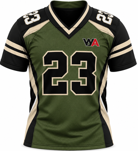 Jersey de la Liga de Fútbol Americano Masculino Más Vendido en 2026, Verde Oliva con Franjas Negras en las Mangas, Jersey Profesional Ligero OEM - Product Image 1