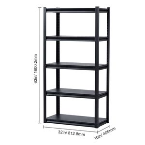 Scaffali Metallici Regolabili a 5 Ripiani con Capacità di 900 kg, 40 cm di Profondità x 80 cm di Larghezza x 160 cm di Altezza, Unità di Stoccaggio per Garage - Product Image 3