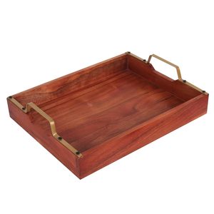 Wooden tray for coffee table decor elegant for <b>candles</b> vases books enhancing living room ambiance - Product Image 4