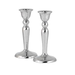 Porte-bougie en aluminium poli argenté, supports décoratifs pour bougies pilier, éclairage d'église, pour mariages et événements - Product Image 1