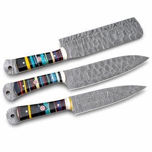 Juego de 5 Cuchillos de Chef Burraq Hechos a Mano con Acero de Damasco, Mango de Resina, Diseño Moderno, Ambidiestros, Forjados, Longitud de Hoja de 6-7.9 Pulgadas - Product Image 1