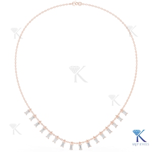 Collar con colgante de diamantes cultivados en laboratorio, estilo baguette, en oro macizo de 14K/18K, joyería fina para mujer, delicado amuleto, gargantilla, regalo nupcial - Product Image 6