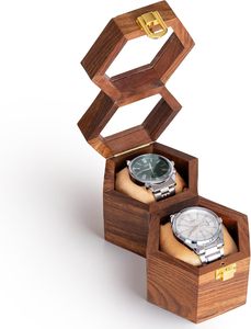 Qualcosa QS-WB-M01 Caja de Relojes de Madera Maciza de Lujo, Organizador de Almacenamiento para 2 Relojes, Estuche de Exhibición - Product Image 5