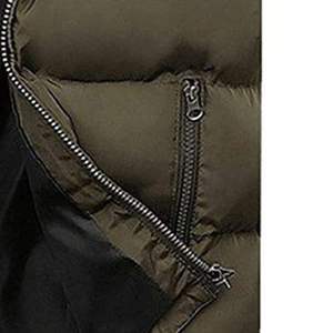 Chaleco Acolchado Verde Oliva para Hombre, Cierre de Cremallera, Cuello Alto, Ropa de Invierno Informal sin Mangas con Bolsillos, Resistente al Viento - Product Image 3