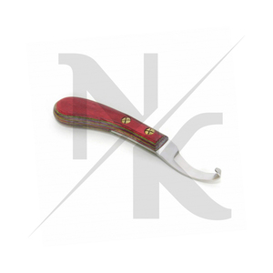 Couteau de fermeur professionnel réutilisable en acier inoxydable, lame courbée pour droitier, manche ergonomique en bois dur, pour une coupe précise des sabots - Product Image 6