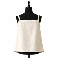 Débardeurs en coton uni personnalisés OEM à fines bretelles, brodés à la main avec perles et boutons sur le devant, pour femmes, camisoles d'été écologiques tissées