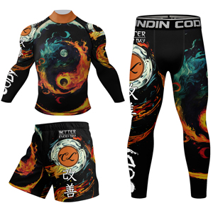 ชุดเสื้อคอวีสำหรับศิลปะการต่อสู้แบบกำหนดเอง ชุดรัดกล้ามเนื้อ MMA คุณภาพสูงสำหรับผู้ชาย ชุดกางเกงขาสั้น BJJ ฟิตเนส/กราปลิง ผ้าสแปนเด็กซ์/ไนลอน แห้งเร็ว - Product Image 4