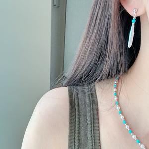 Turquoise Small Rice Bead <b>Necklace</b> <b>for</b> <b>Women</b> Sweet <b>Silver</b> Bar Alien Design Wind Rainbow Glass Neck <b>Chain</b> Wholesale Fine Beaded - Product Image 4