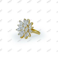 Cincin Kuningan Zirkon Desain Bunga Cantik untuk Pernikahan, Pertunangan, dan Acara Spesial Cincin Fashion