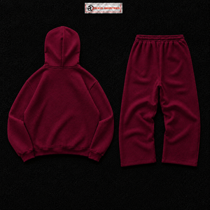 Conjunto Deportivo Color Granate para Hombre, Sudadera con Capucha Extra Grande, Pantalones Jogger, Diseño Gráfico en Tonos, Ropa Deportiva Urbana, Proveedor Mayorista OEM - Product Image 6