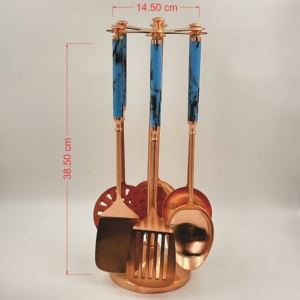 Luxury Design <b>Copper</b> Finish Stainless Steel <b>Kitchen</b> Set With Set Of 6 With Resin <b>Handle</b> Use For <b>Kitchen</b> In Low Price In India - Product Image 6