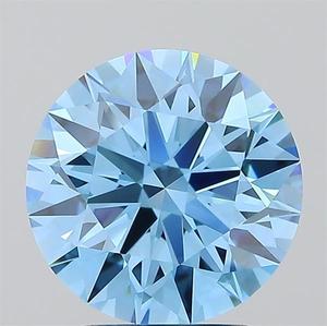 Diamant de laboratoire rond de 2,56 ct, bleu vif fantaisie, VVS2, certifié IGI, diamant CVD en vrac pour la fabrication de bijoux - Product Image 1