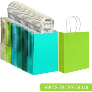 30 sacchetti regalo verdi piccoli con manici, dimensioni 8,3"x6"x3", usi multipli, 6 colori diversi - Product Image 3