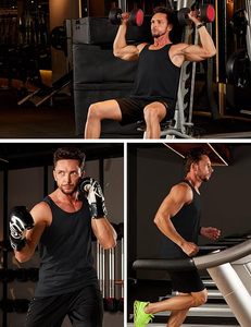 Men's Black Sleeveless Tank Top Solid Color O-Neck Quick Dry Knitted Muscle <b>Vest</b> Casual Fit - Product Image 2
