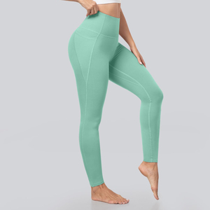 Custom Women's High Waist Mint Green Yoga <b>Leggings</b> Side Phone <b>Pocket</b> Compression Gym Fitness Running <b>Workout</b> Polyester/Spandex - Product Image 5