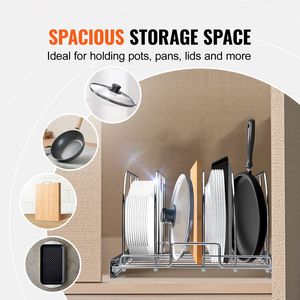 Adjustable Wire Divi Pan Pot <b>Rack</b> Expandable Pull Out Cabinet Organizer for Cookie Sheet <b>Baking</b> Pans Tray Organization - Product Image 1