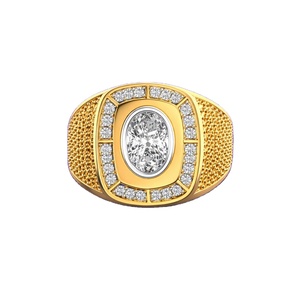 Expensive Classic Moissanite Men's <b>925</b> Sterling <b>Silver</b> 14K Gold Plated Wedding Engagement Anniversary Party Cocktail <b>Ring</b> - Product Image 3