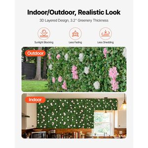 Lussuoso Sfondo Floreale 3D in Seta, 2 Pezzi 2 x 8 Piedi, Parete di Fiori Artificiali Facile da Installare, Decorazioni per Matrimoni Pet-Friendly - Product Image 5