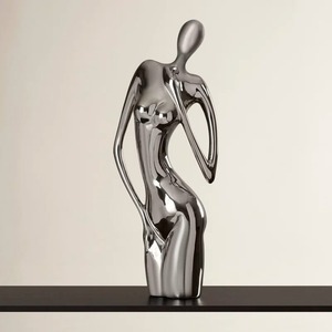 Contemporary Stainless Steel <b>Figurative</b> Sculpture Handmade Artistic Tabletop Decor for Living Room for Home Decor - Product Image 1