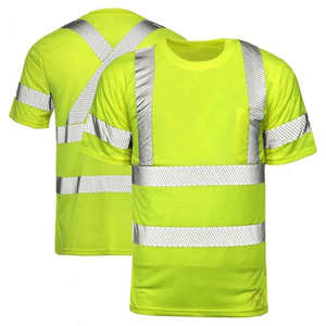 T-shirt de sécurité réfléchissant haute visibilité pour homme, en polyester, jaune, avec bandes croisées au dos - Product Image 4