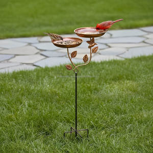 Bain d'oiseaux extérieur en métal de qualité supérieure, design élégant, construction robuste, revêtement résistant aux intempéries, parfait pour les oiseaux - Product Image 6