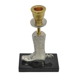 Sculpted Silver Horse Riding <b>Boot</b> Pillar Gold Tealight Candle Holder With Base Latest Item Equestrian Candle <b>Stand</b> Table Decor - Product Image 3