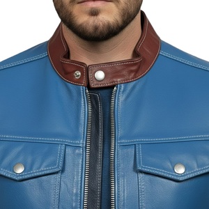 Reliable Men <b>Leather</b> <b>Jacket</b> Custom Design Front Zipper Side Pockets <b>Long</b> Lasting Water Resistant Wholesale Men <b>Leather</b> <b>Jacket</b> - Product Image 3
