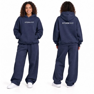 Ensemble sweat à capuche et pantalon en molleton vert uni pour femme Storm Fit, coupe décontractée, 2 pièces, longueur intégrale, hiver, éco-responsable - Product Image 4