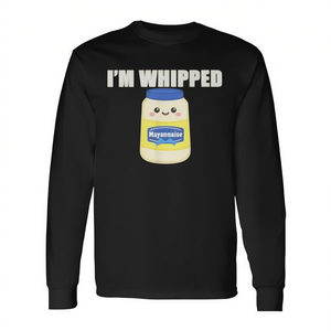 T-shirt a maniche lunghe I'm Whipped Mayonnaise, girocollo, unisex per adulti, stampa digitale, promozionale - Product Image 3