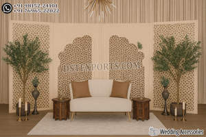 ฉากหลังงานแต่งงานมุสลิมแบบนิกะห์ ตกแต่งเวทีวอลิมาสุดหรู ฉากหลังธีมมุกัลสำหรับงานแต่งงาน แคลิฟอร์เนีย - Product Image 3