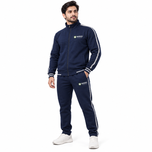 Premium Poly Cotton Track Suit Jacket Jogger Set with Custom Embroidery and Screen Printed Branding for Fitness Club Streetwear - Product Image 1